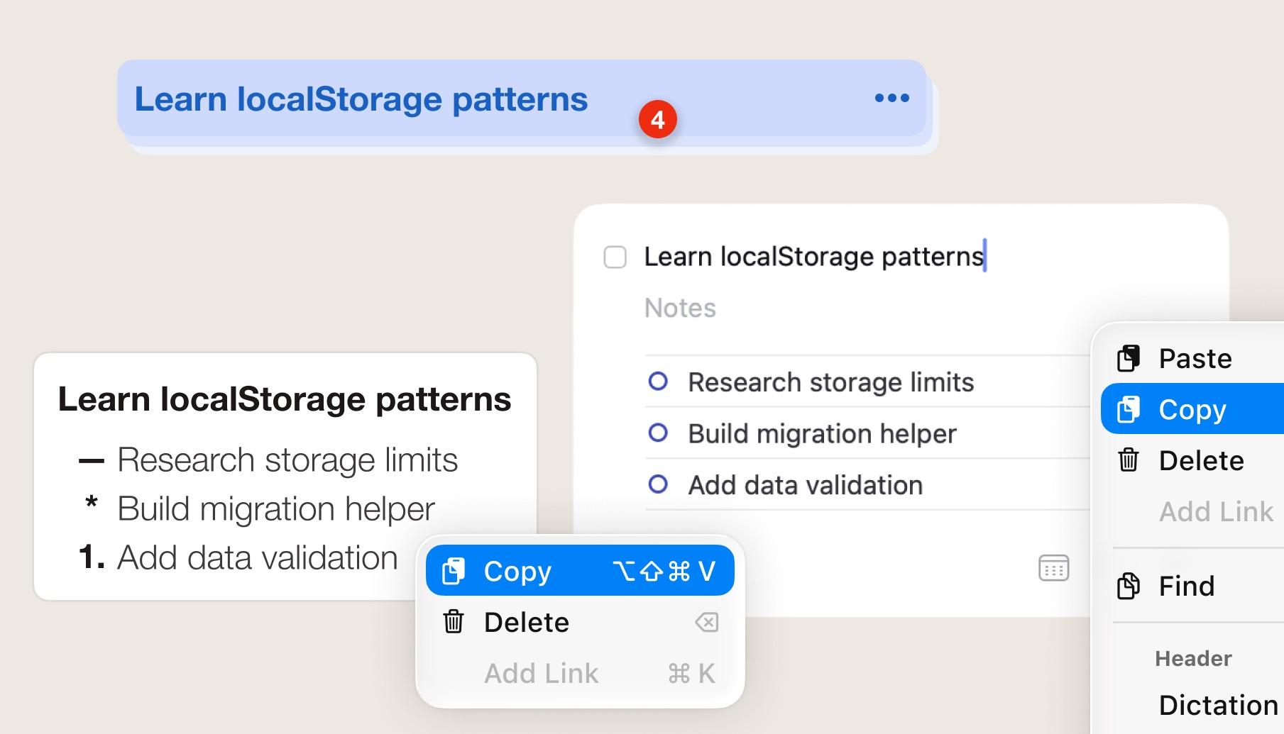 Paste tasks from Things 3
